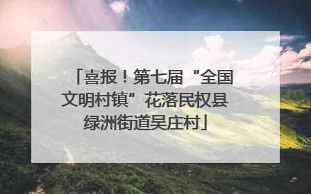喜报！第七届“全国文明村镇”花落民权县绿洲街道吴庄村